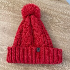 The North Face Red Knit Pom-Pom Hat